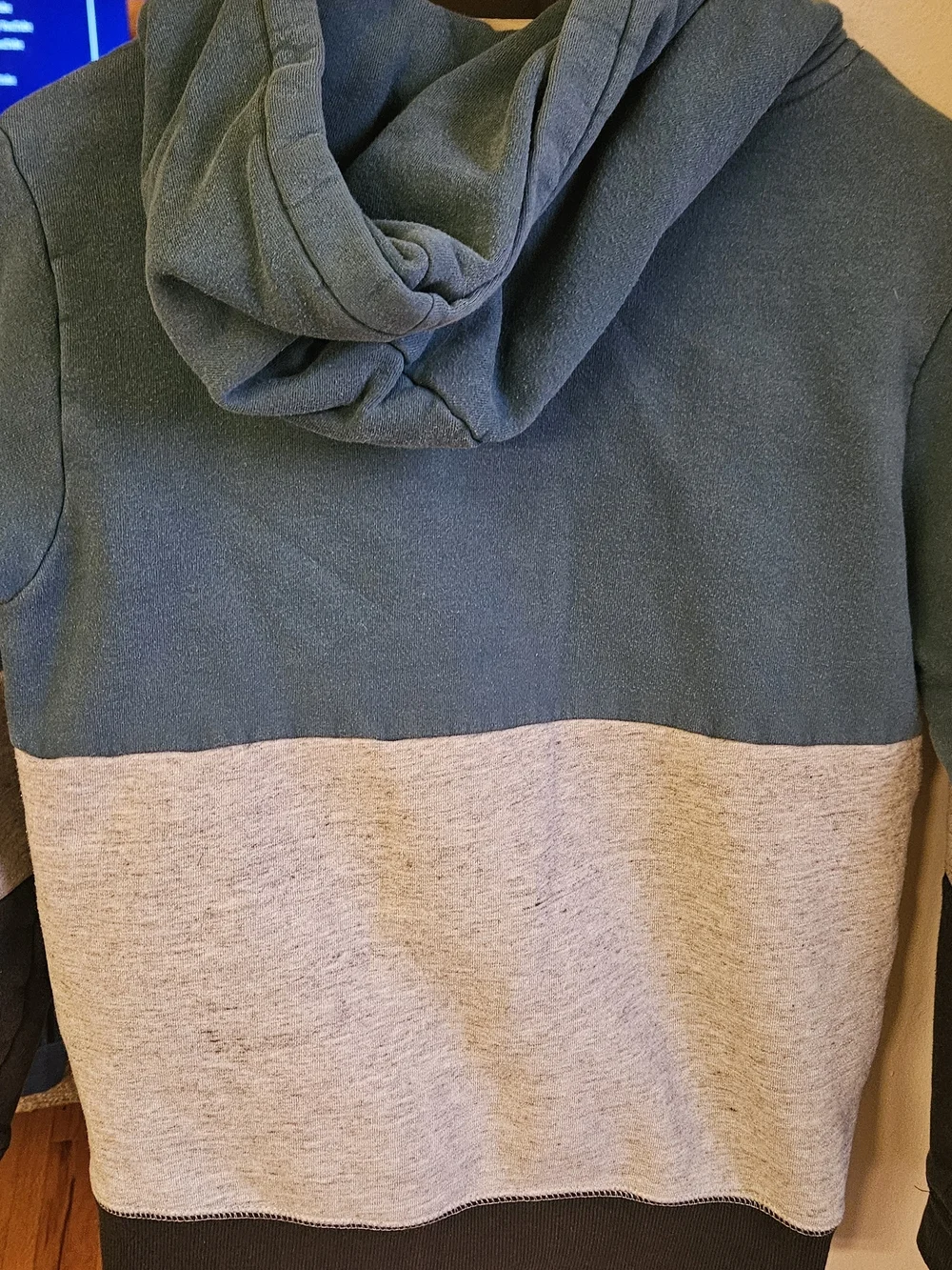 Volcom Teal and Light Gray Colorblock Kids Hoodie